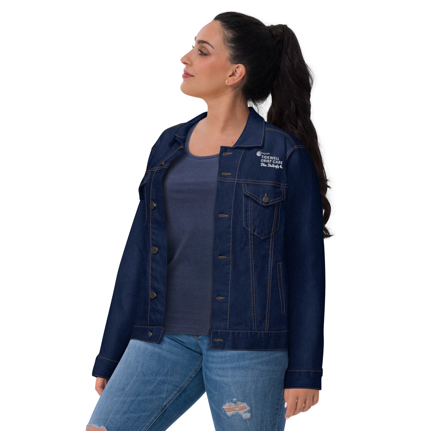 Unisex denim jacket - Tidewell Blue Butterfly