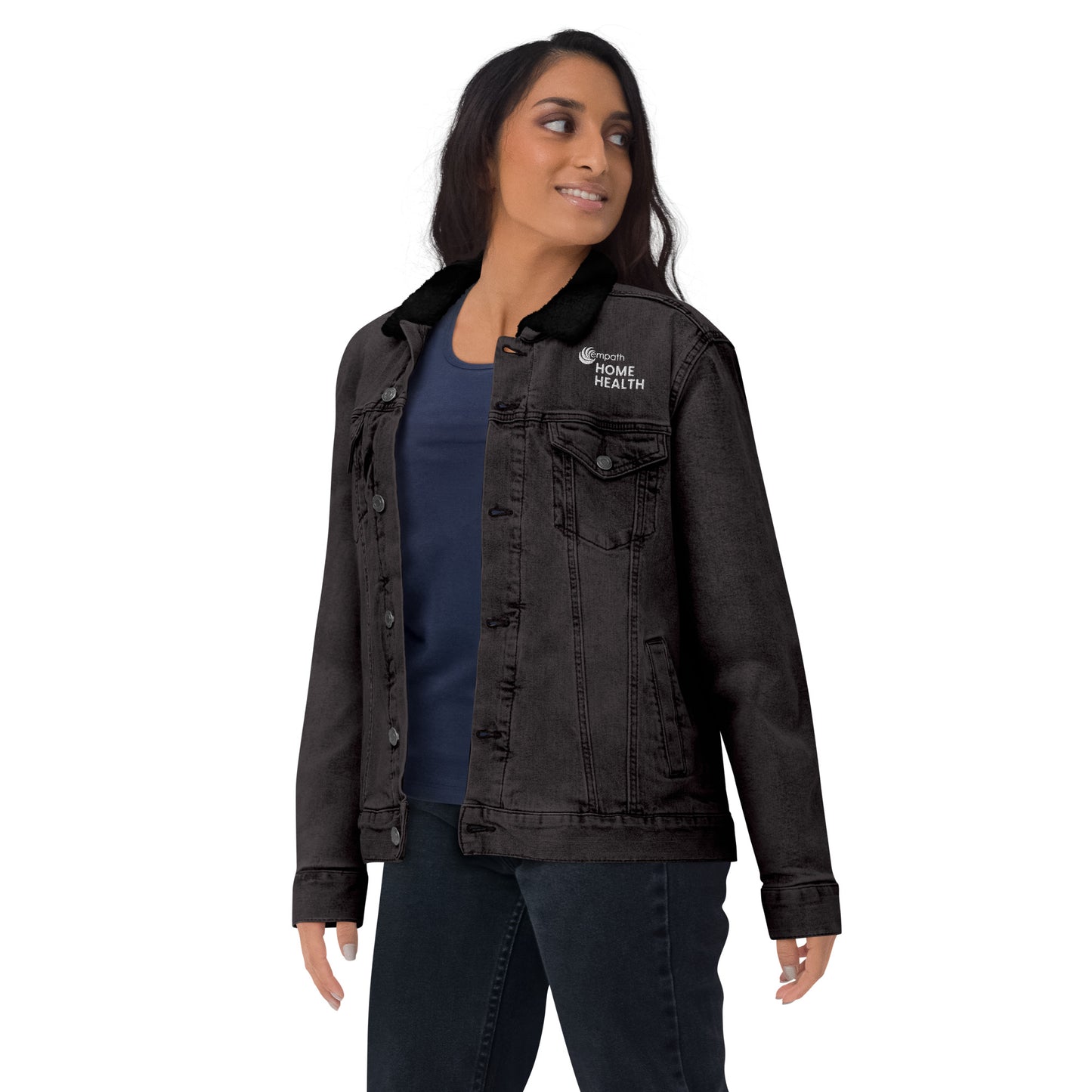 Unisex denim sherpa jacket - Empath Home Health