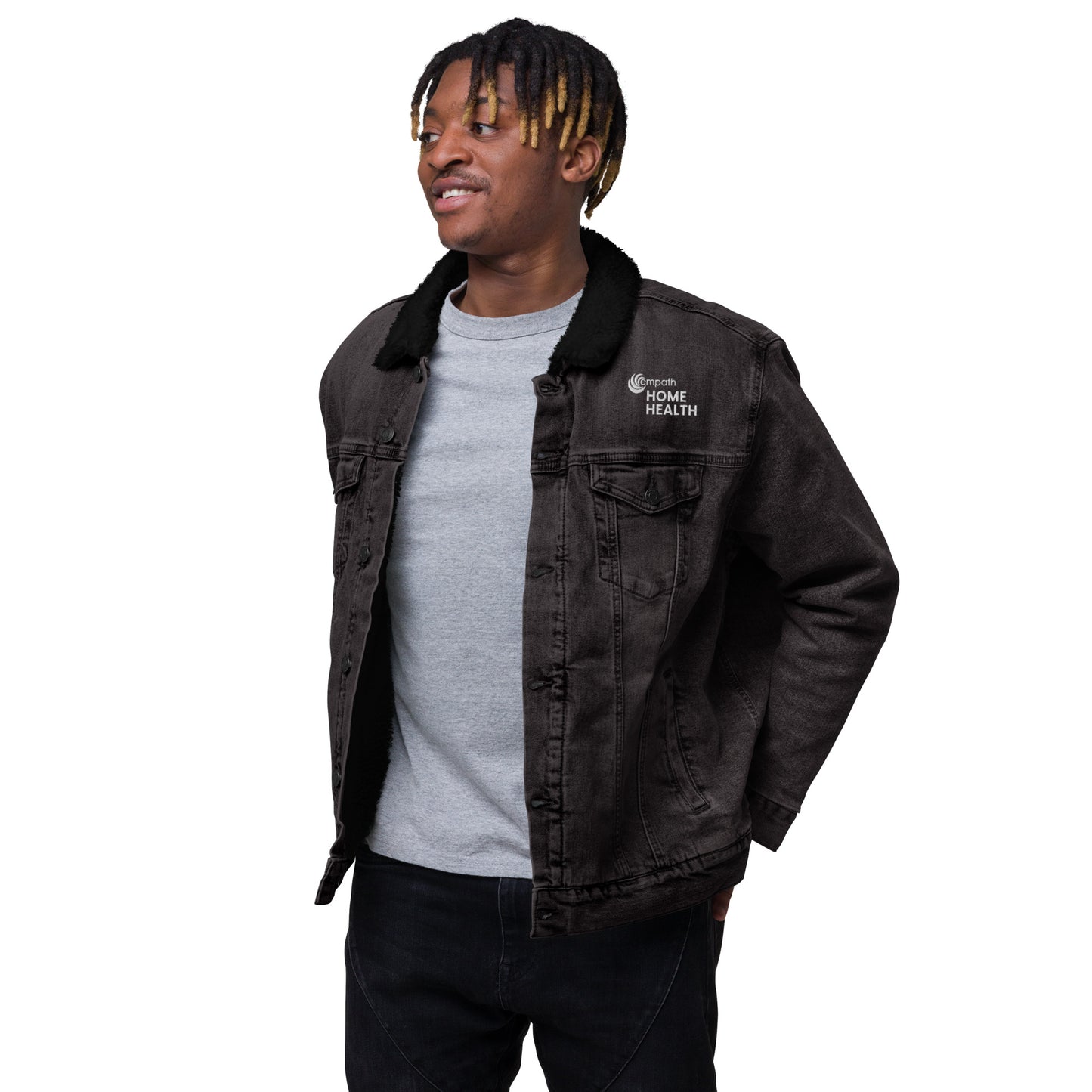 Unisex denim sherpa jacket - Empath Home Health