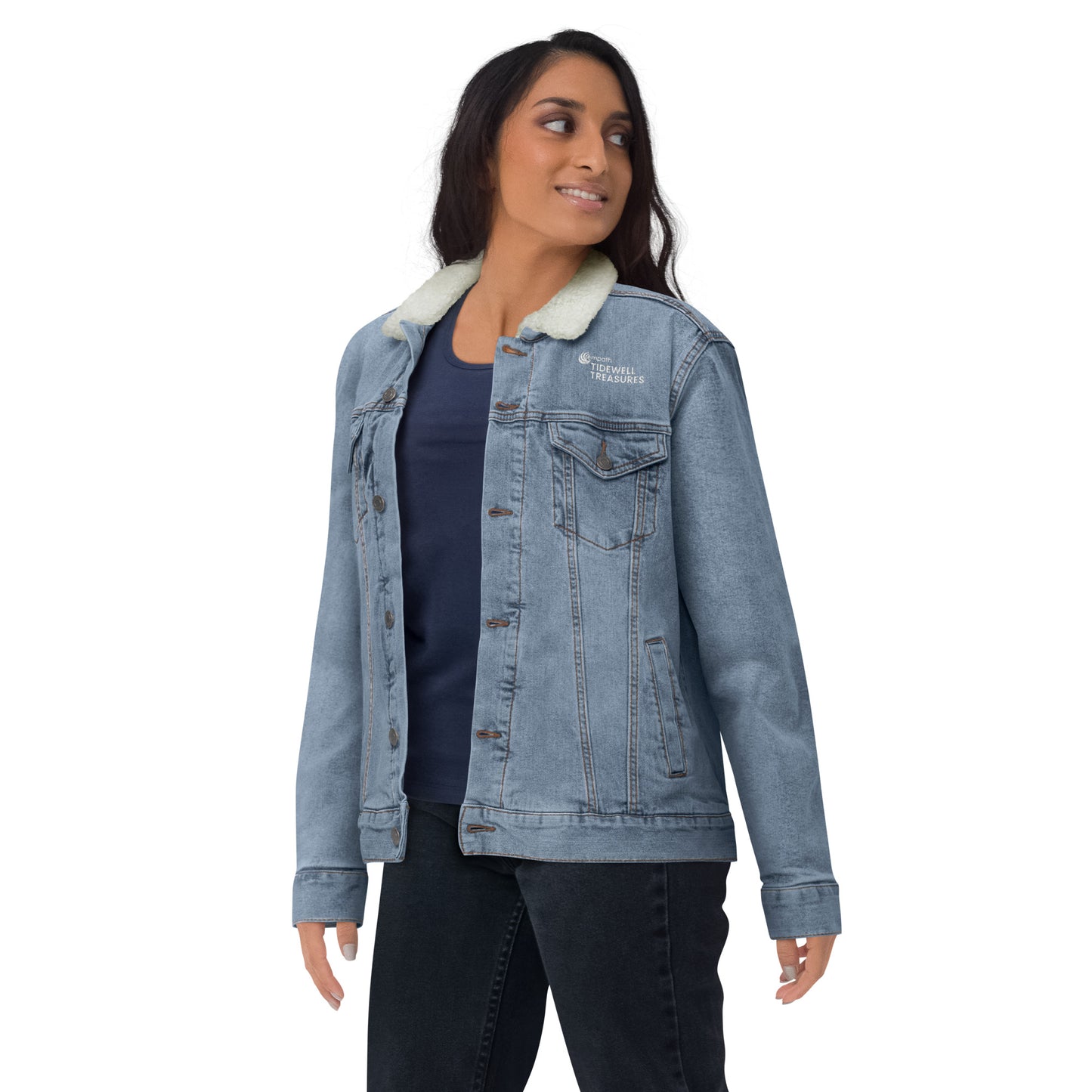 Unisex denim sherpa jacket - Tidewell Treasures